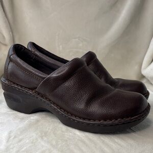 b.o.c. 9.5 Dark Brown Leather Clog Mules Comfort Shoes Nursing Healthcare